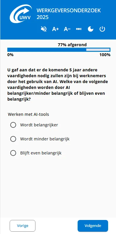 Mobiele IT5-vragenlijst voor het UWV Werkgeversonderzoek